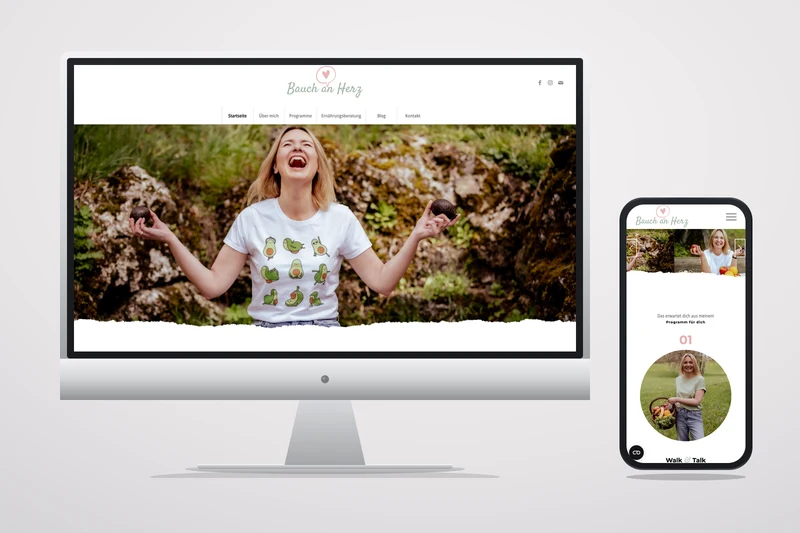 Screenshot Bauch an Herz Webseite