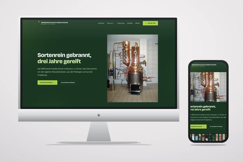 Screenshot Edelobstbrennerei Schulz Webseite