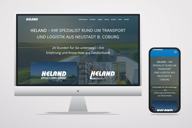 Screenshot Heland Spedition und Logistik Webseite